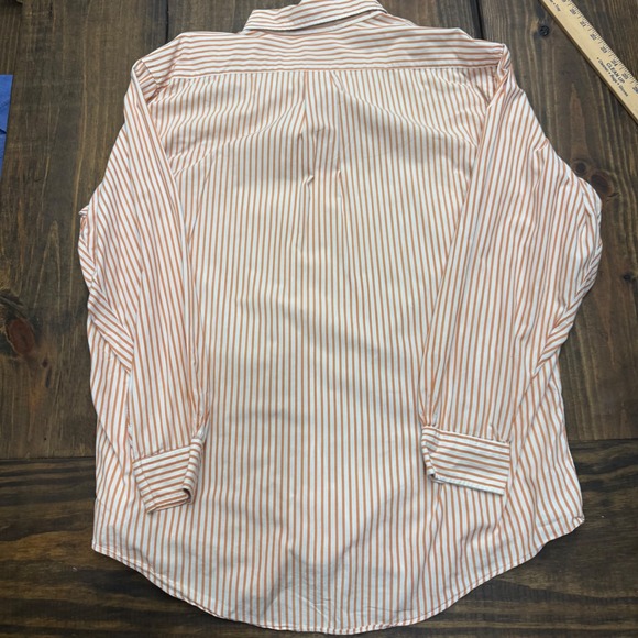 Brooks Brothers Striped Button Down Shirt Men 17.5-5 Orange White Long Sleeve - Picture 6 of 6